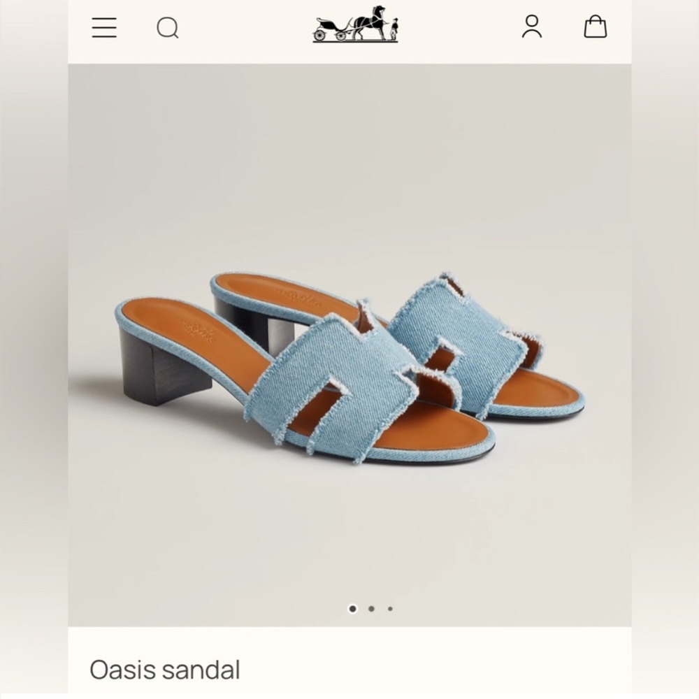 New in Box Hermes Denim Fringe Oasis Sandals